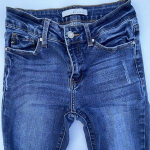 Midrise KanCan Denim Skinny Capri with Raw Hem